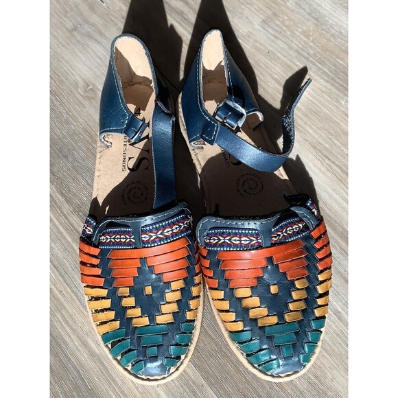 JVS Authenticos Leather Sandals Huaraches handmade womens Sz 4 - Picture 1 of 7